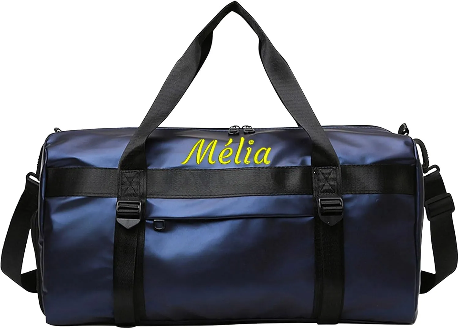 Customized Fitness Duffel Bag with Personalized Embroidered Name Text, Weekend Overnight Travel Bag with Shoulder Straps, Yoga Mat Hanging, Wet and Dry Separation, Suitable for Women and Men