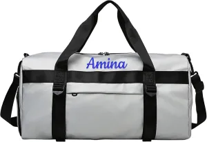 Customized Fitness Duffel Bag with Personalized Embroidered Name Text, Weekend Overnight Travel Bag with Shoulder Straps, Yoga Mat Hanging, Wet and Dry Separation, Suitable for Women and Men