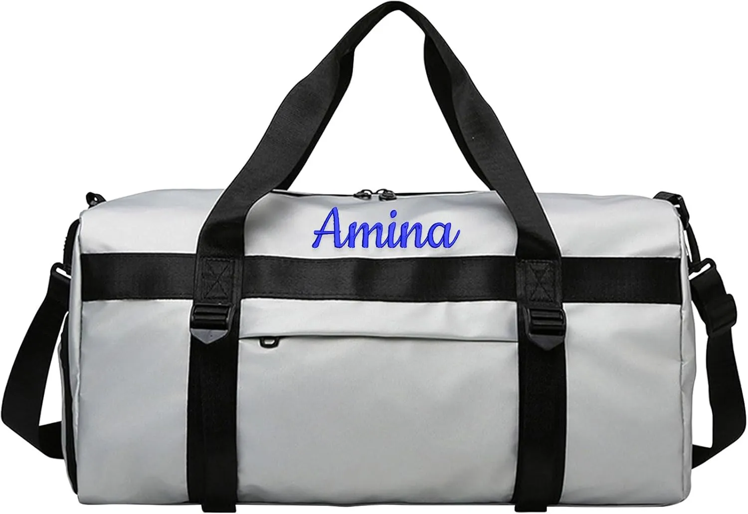 Customized Fitness Duffel Bag with Personalized Embroidered Name Text, Weekend Overnight Travel Bag with Shoulder Straps, Yoga Mat Hanging, Wet and Dry Separation, Suitable for Women and Men