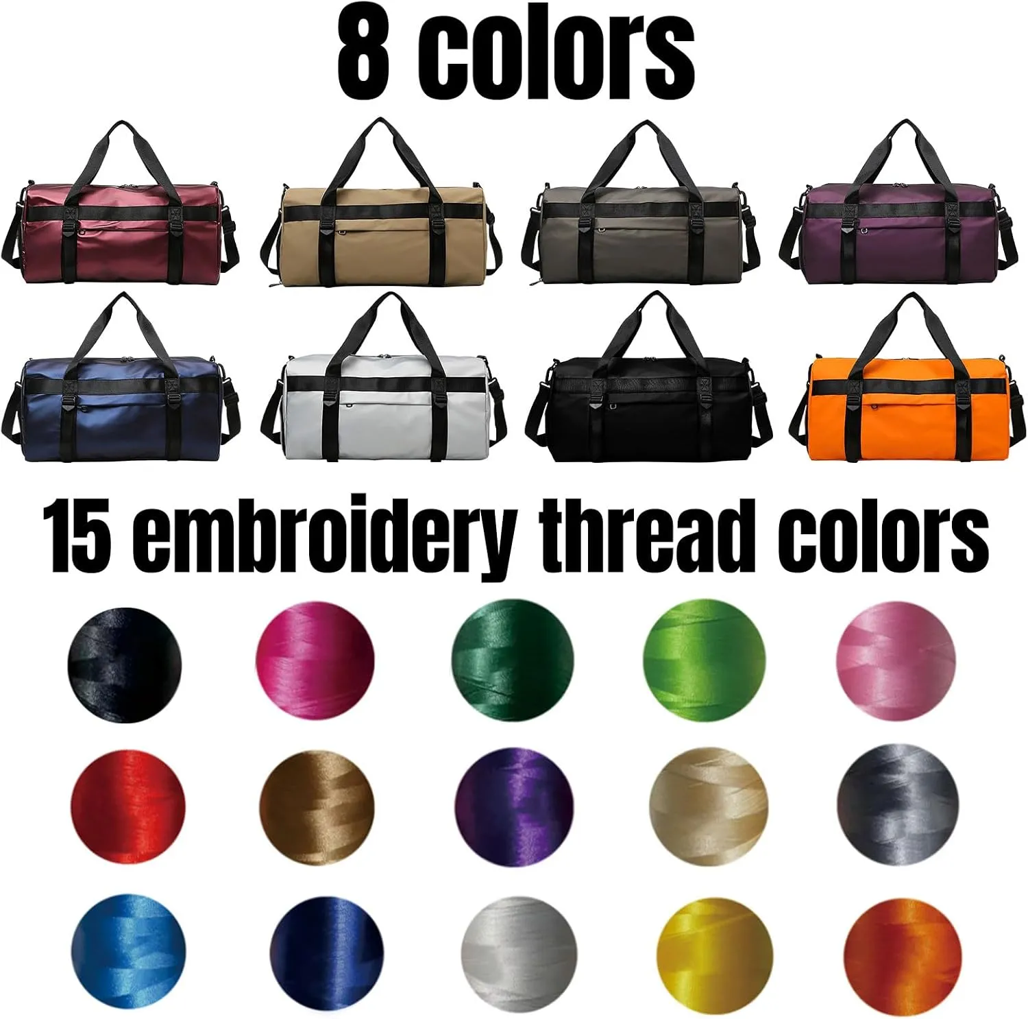 Customized Fitness Duffel Bag with Personalized Embroidered Name Text, Weekend Overnight Travel Bag with Shoulder Straps, Yoga Mat Hanging, Wet and Dry Separation, Suitable for Women and Men