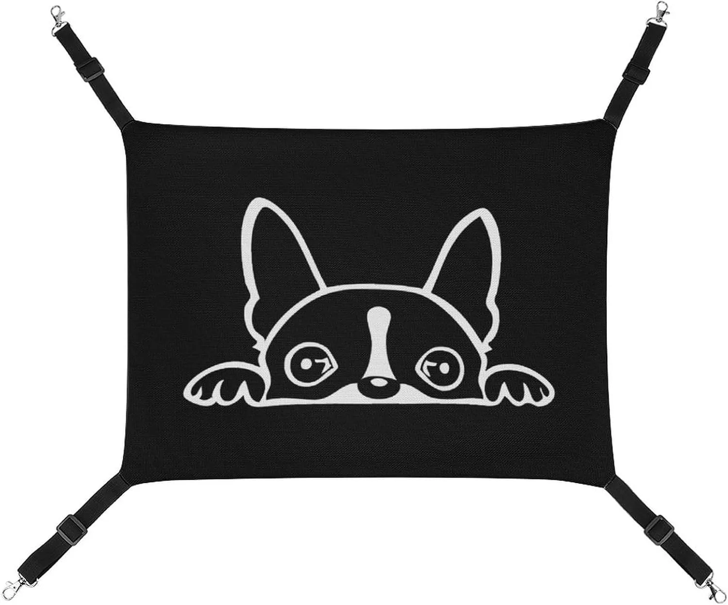 Cute Boston Terrier Cat Hanging Hammock Soft Breathable Pet Cage Dog Hammock with Adjustable Straps and Metal Hooks