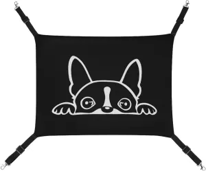 Cute Boston Terrier Cat Hanging Hammock Soft Breathable Pet Cage Dog Hammock with Adjustable Straps and Metal Hooks