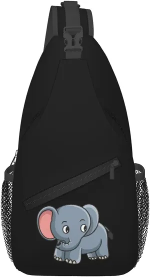Cute Cartoon Elephant Crossbody Bags For Women Men Chest Backpack Gym Shoulder Bag Travel Outdoor Sports Casual Crossbody Bags