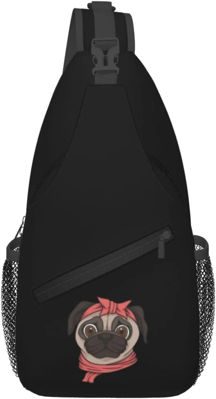 Cute Dog Head Crossbody Bags For Women Men Chest Backpack Gym Shoulder Bag Travel Outdoor Sports Casual Crossbody Bags