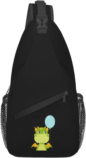 Cute Dragon With Balloon Crossbody Bags For Women Men Chest Backpack Gym Shoulder Bag Travel Outdoor Sports Casual Crossbody Bags