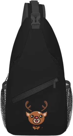 Cute Reindeer Crossbody Bags For Women Men Chest Backpack Gym Shoulder Bag Travel Outdoor Sports Casual Crossbody Bags
