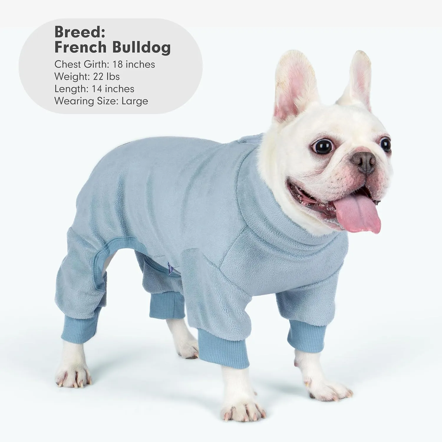 cyeollo Dog Pajamas Medium, Stretchable Fleece Pet Onesie Coat for Small Dogs Pjs Warm Doggie Jumpsuit Soft Cold Weather Dog Clothes Outfits, Light Blue M