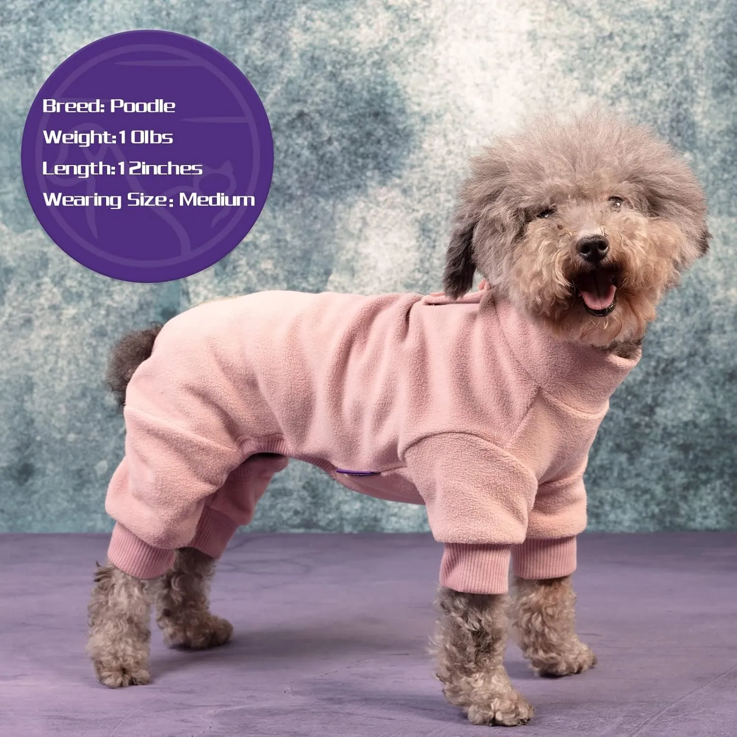 cyeollo Dog Pajamas Warm Fleece Coat Pjs Thermal Sweater Dog Onesie Stretchy Winter Doggie Jumpsuit Pet Outfits for Small Dogs, Pink M