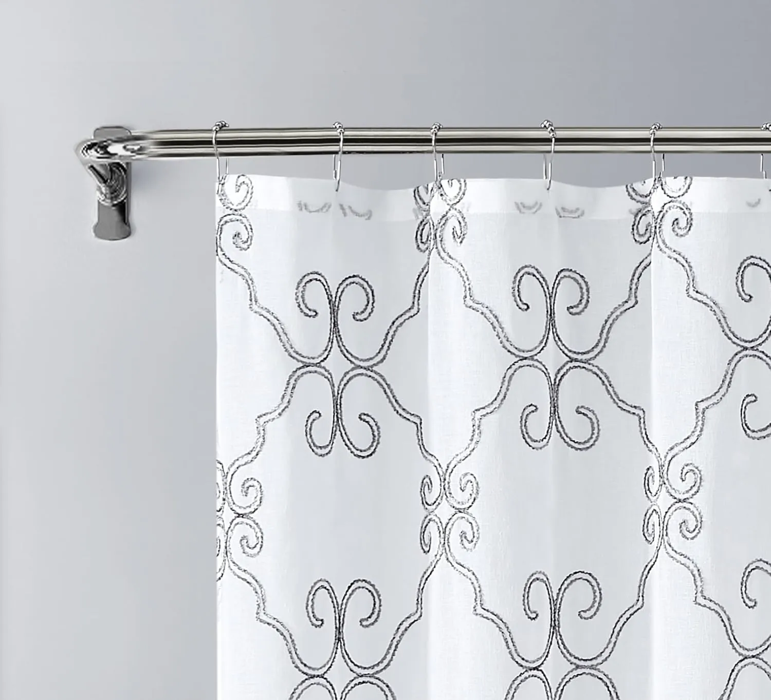 Dainty Home Bathroom 3D Lea Scroll Linen Look Bath Shower Curtain 70" x 72" Water Resistant Polyester Blend Fabric Shower Curtain Washable Perfect Cloth Shower Curtain Decor for Stylish Bathrooms