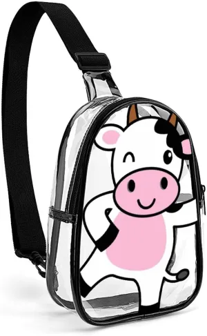 Dairy Cow Clear Sling Bag Small Chest Bag Backpack Crossbody Travel Hiking Daypack