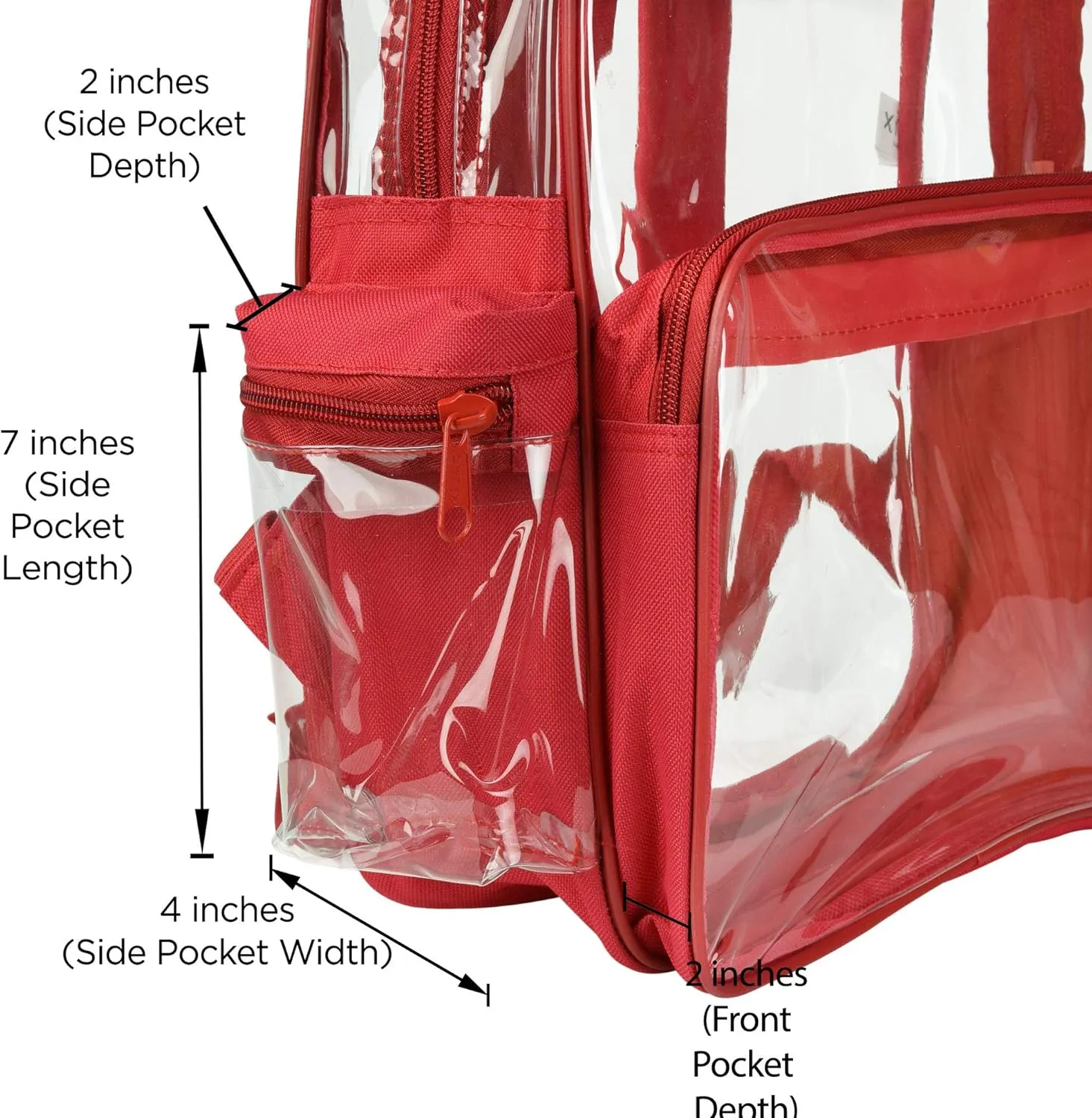 DALIX Clear Backpack Bags Smooth Plastic in Red