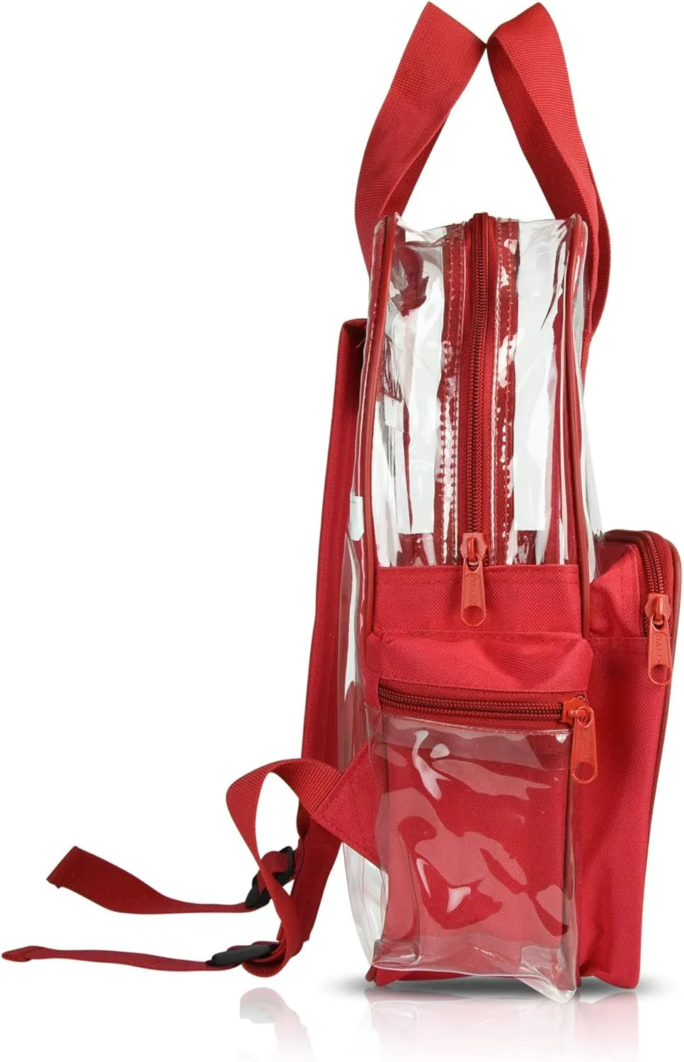 DALIX Clear Backpack Bags Smooth Plastic in Red