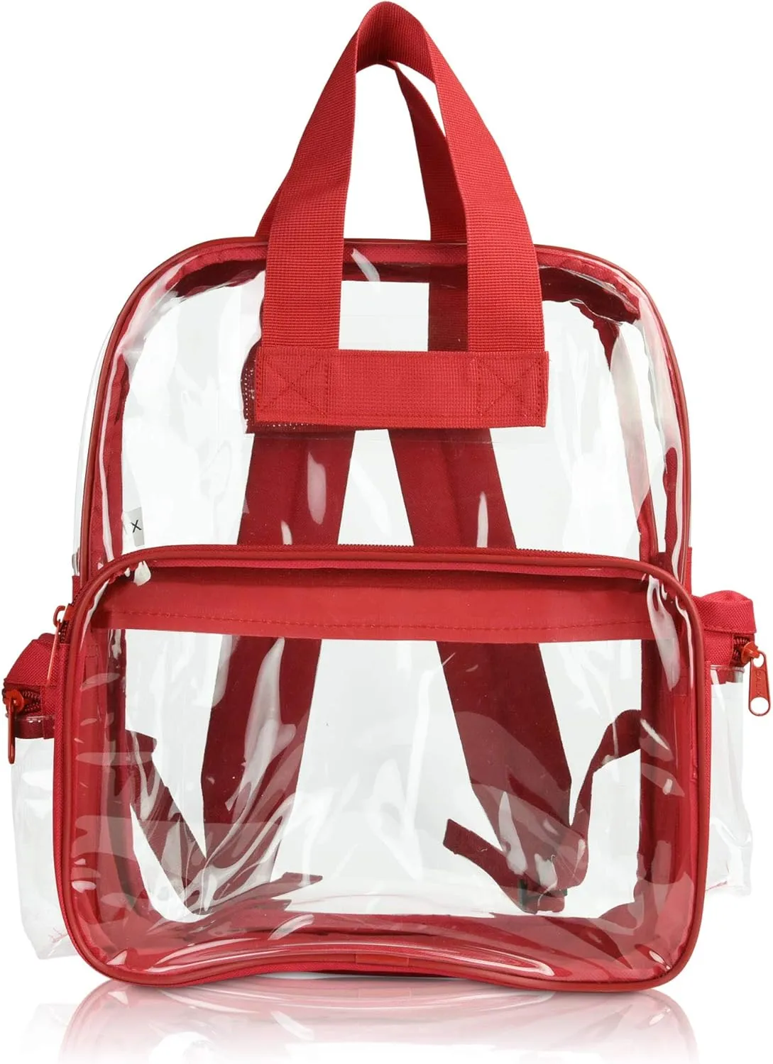 DALIX Clear Backpack Bags Smooth Plastic in Red