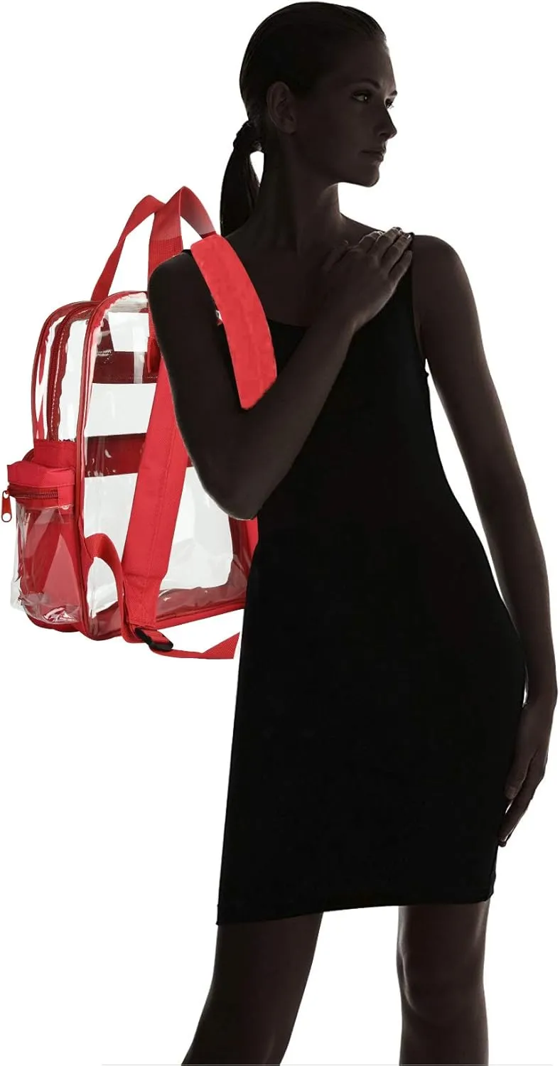 DALIX Clear Backpack Bags Smooth Plastic in Red