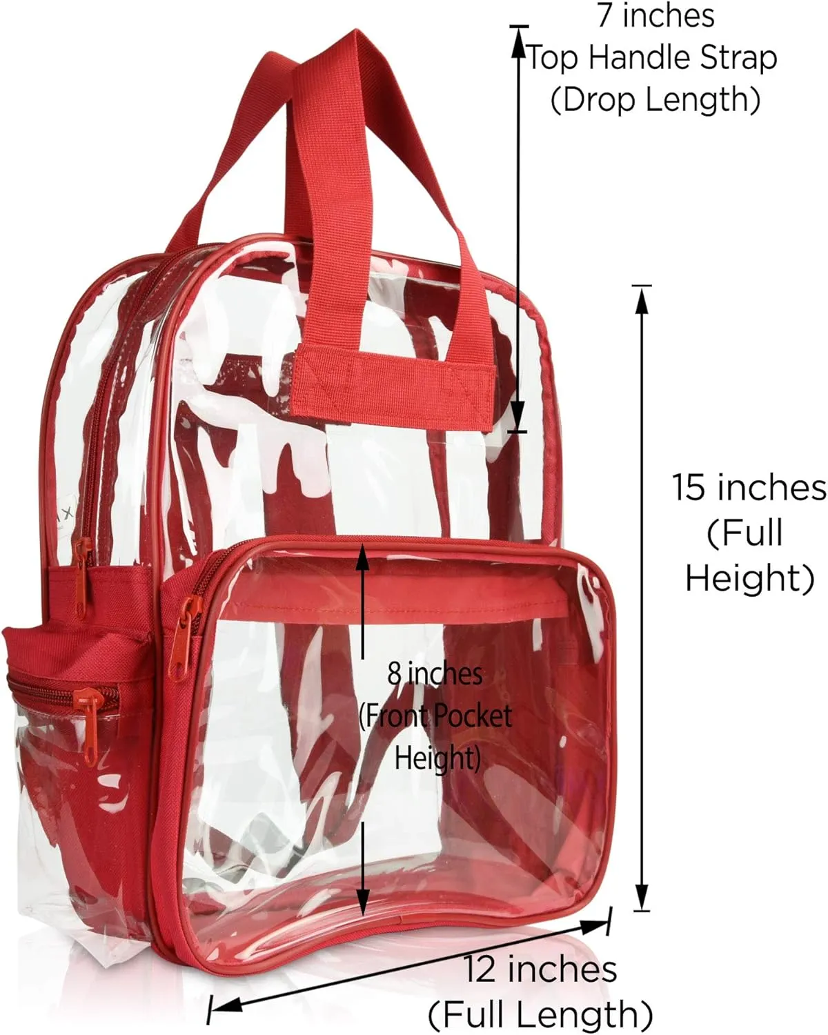 DALIX Clear Backpack Bags Smooth Plastic in Red