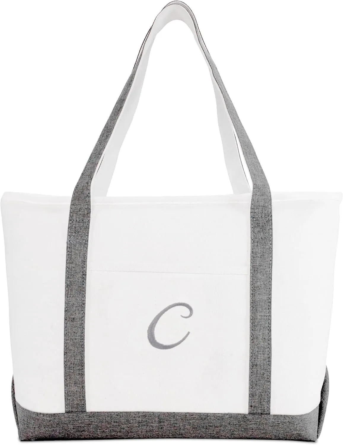 DALIX Gray Beach Tote Bag Personalized Gifts Women Shoulder Bags Letter A - Z