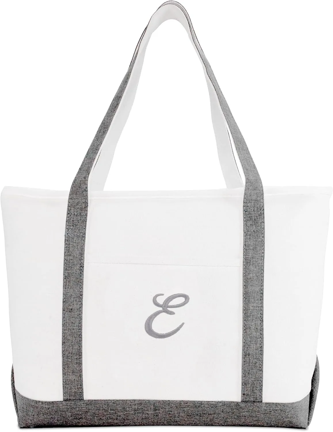 DALIX Gray Beach Tote Bag Personalized Gifts Women Shoulder Bags Letter A - Z