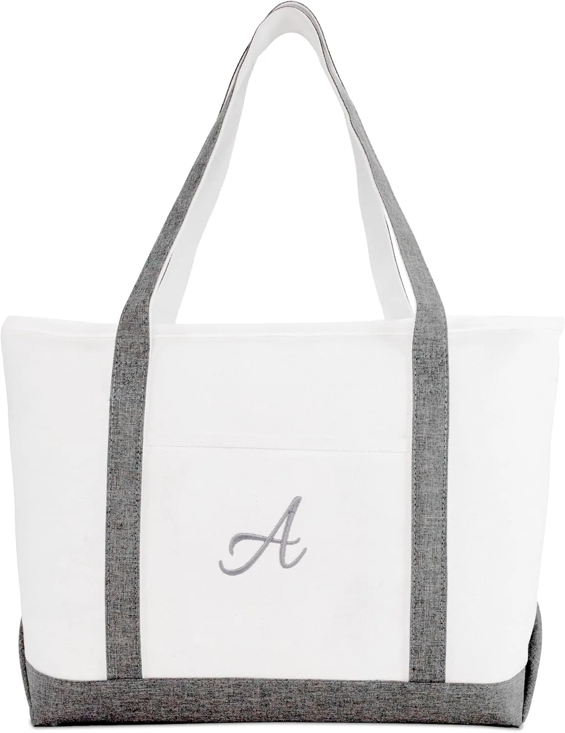 DALIX Gray Beach Tote Bag Personalized Gifts Women Shoulder Bags Letter A - Z