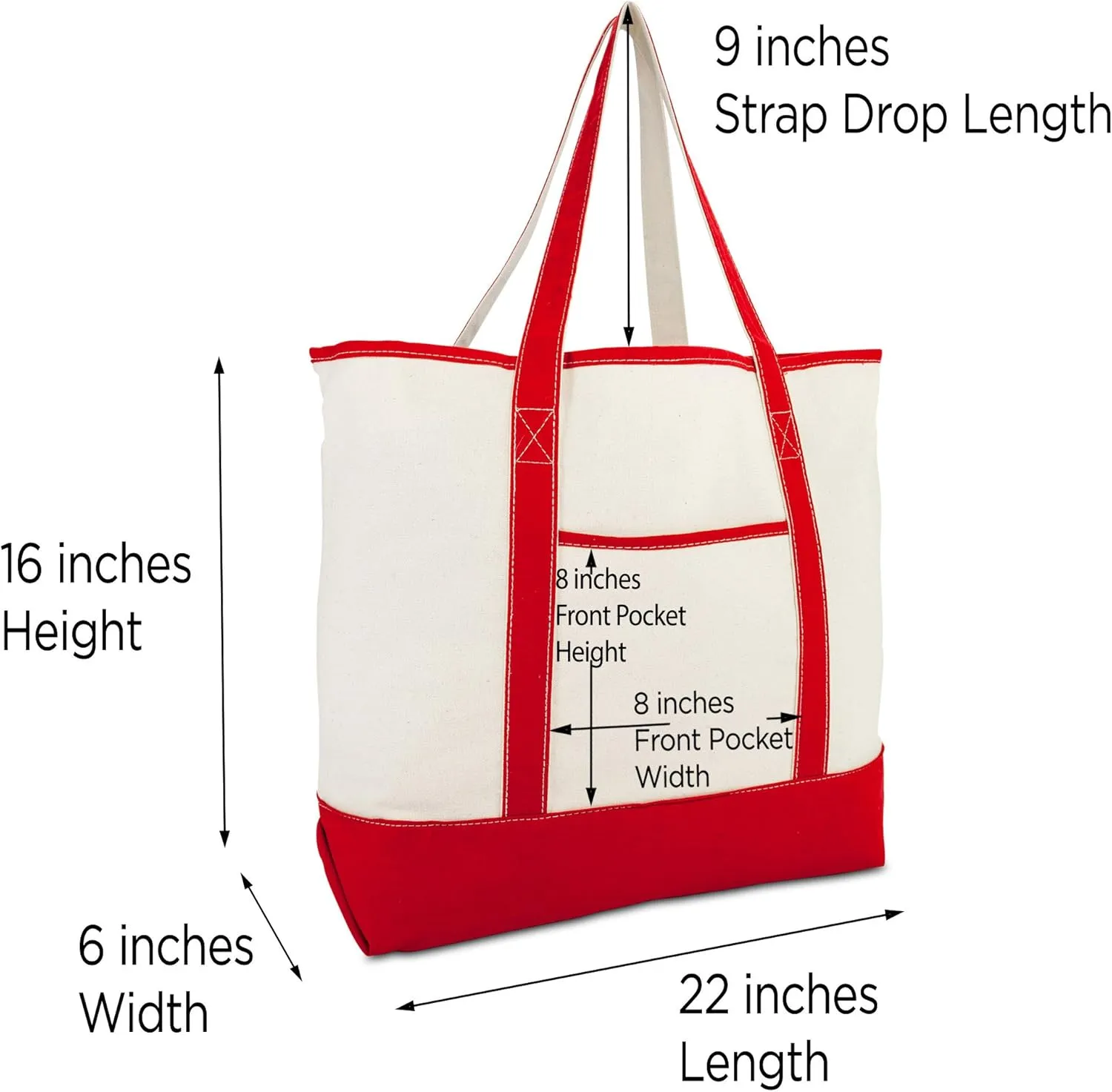 DALIX Monogram Bag Personalized Tote For Women Open Top Red Initial A-Z