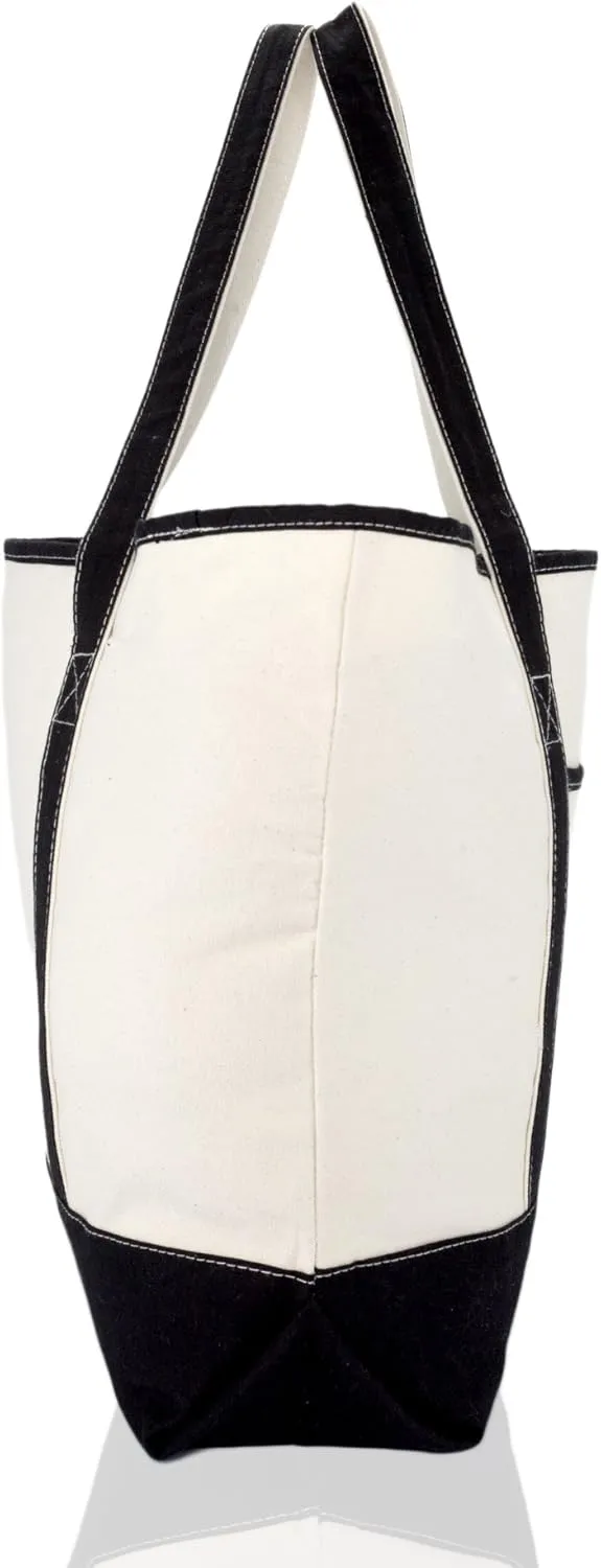 DALIX Monogram Bag Personalized Totes For Women Open Top Black Letter A-Z