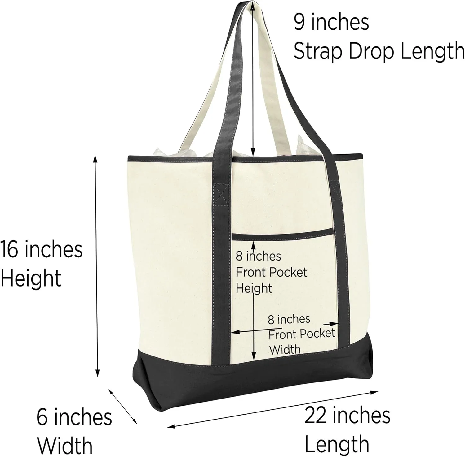 DALIX Monogram Bag Personalized Totes For Women Open Top Black Letter A-Z