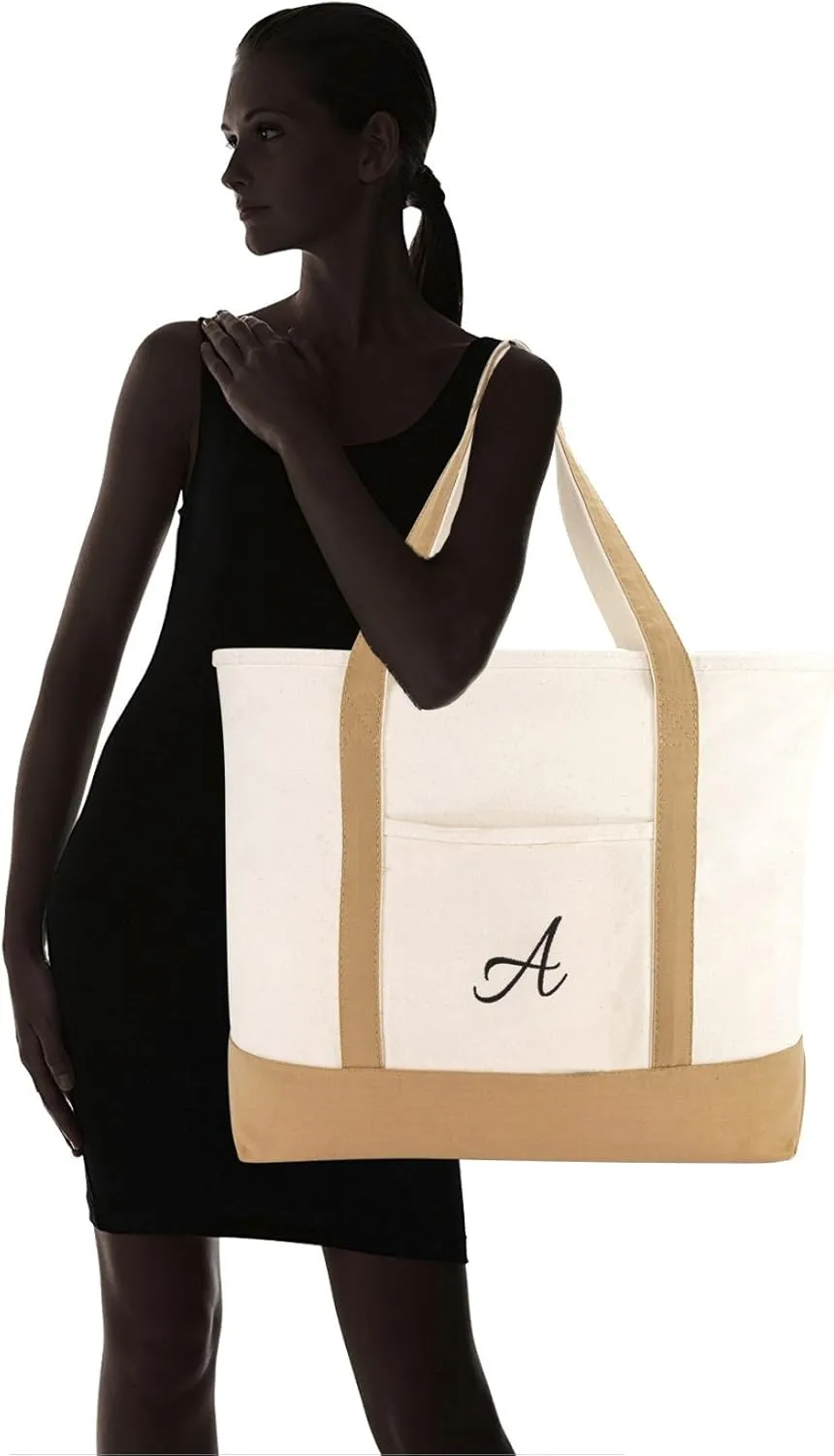 DALIX Tote Bag Satchel Shoulder Bags for Women Beach Totes Brown Ballent A - Z