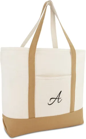 DALIX Tote Bag Satchel Shoulder Bags for Women Beach Totes Brown Ballent A - Z