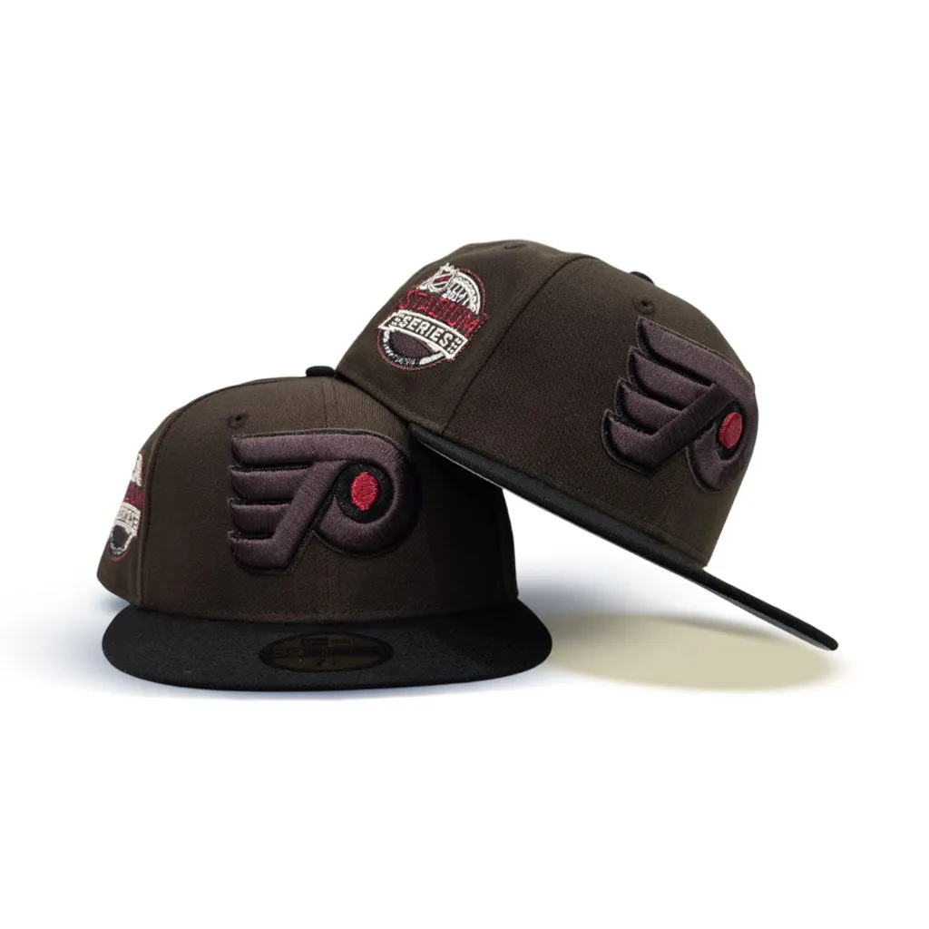 Dark Brown Philadelphia Flyers Black Visor Gray Bottom 2017 Stadium Series Side Patch New Era 59Fifty Fitted