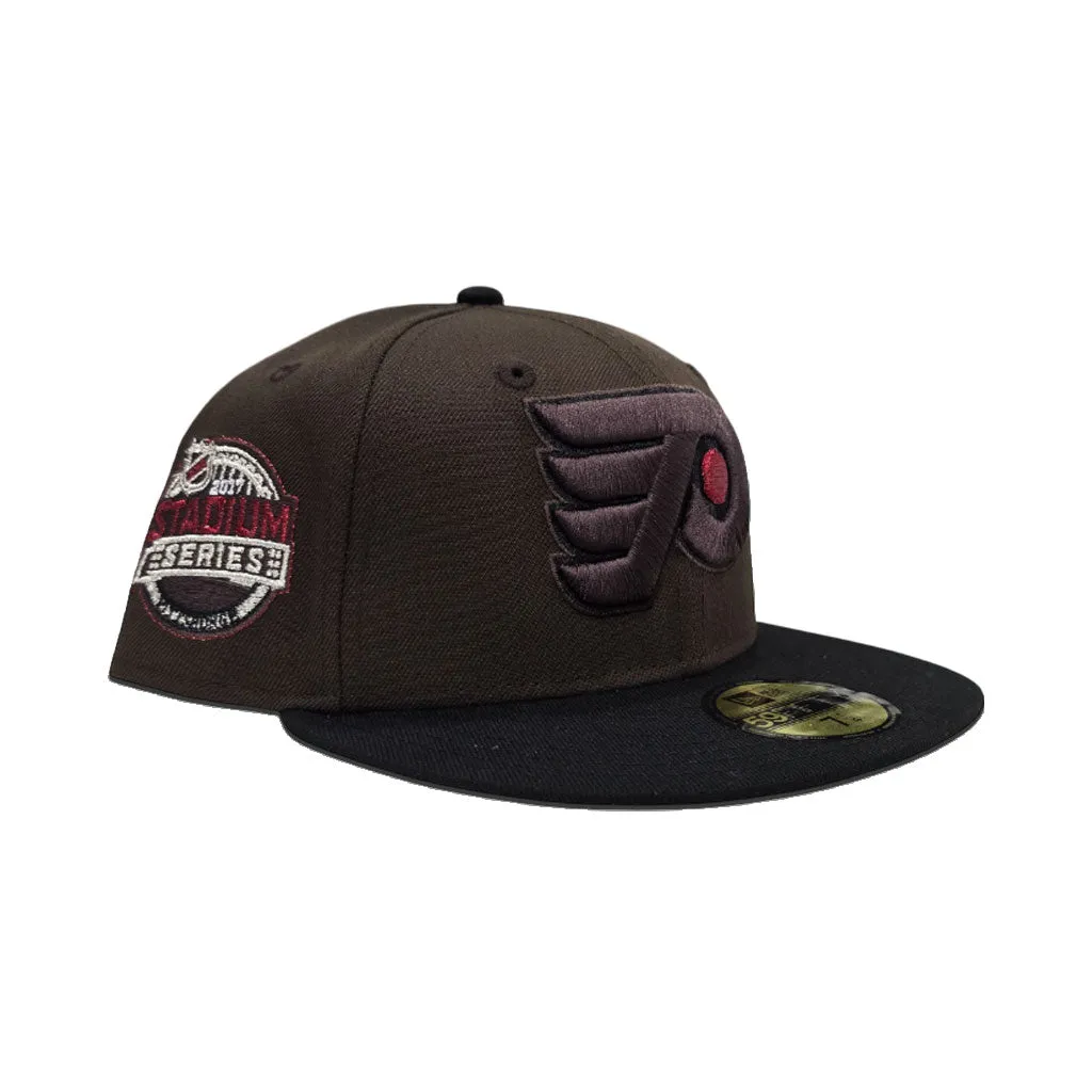 Dark Brown Philadelphia Flyers Black Visor Gray Bottom 2017 Stadium Series Side Patch New Era 59Fifty Fitted