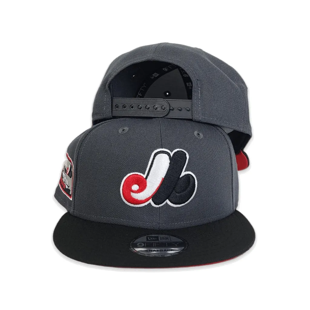 Dark Gray Montreal Expos Black Visor Red Bottom Olympic Stadium Side Patch New Era 9Fifty Snapback
