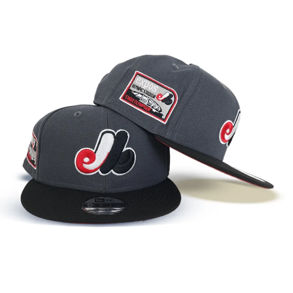 Dark Gray Montreal Expos Black Visor Red Bottom Olympic Stadium Side Patch New Era 9Fifty Snapback