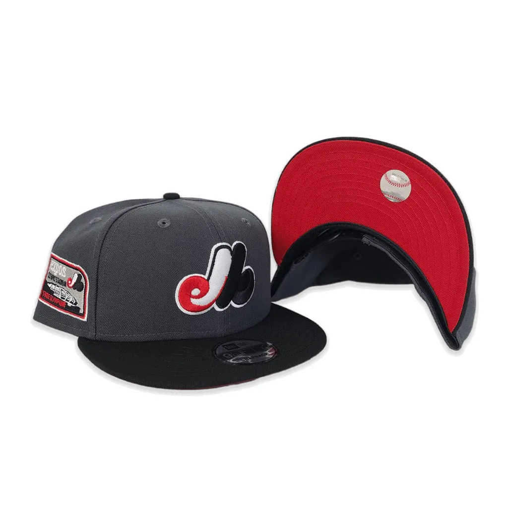 Dark Gray Montreal Expos Black Visor Red Bottom Olympic Stadium Side Patch New Era 9Fifty Snapback