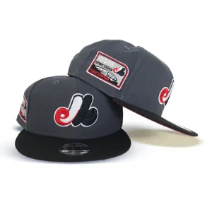 Dark Gray Montreal Expos Black Visor Red Bottom Olympic Stadium Side Patch New Era 9Fifty Snapback