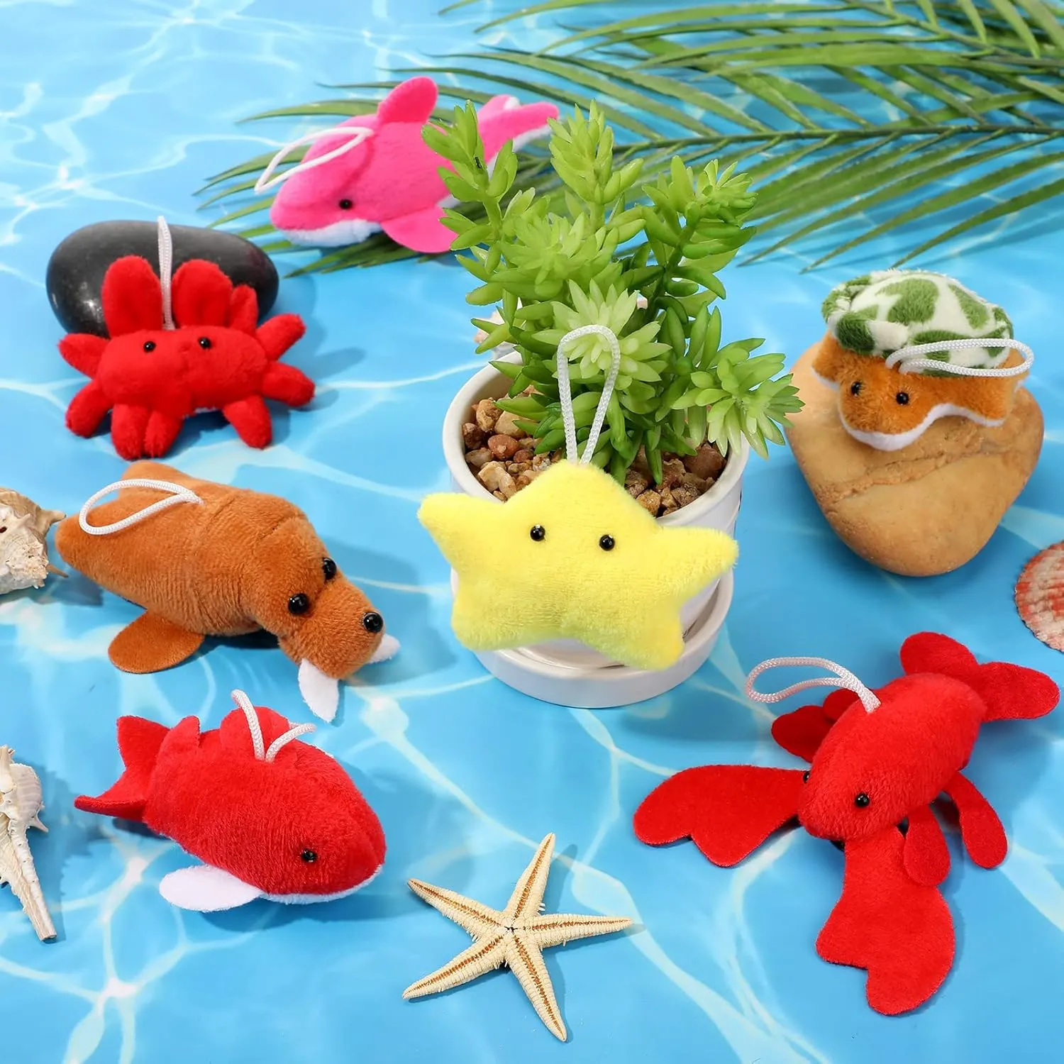 Deekin 100 Pack Mini Stuffed Animals Bulk Small Plush Animal Toys Tiny Stuffed Critter Keychain Set for Kids Party Favors School Prizes Gift Bags Fillers(Sea Animals)