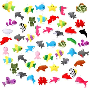 Deekin 100 Pack Mini Stuffed Animals Bulk Small Plush Animal Toys Tiny Stuffed Critter Keychain Set for Kids Party Favors School Prizes Gift Bags Fillers(Sea Animals)