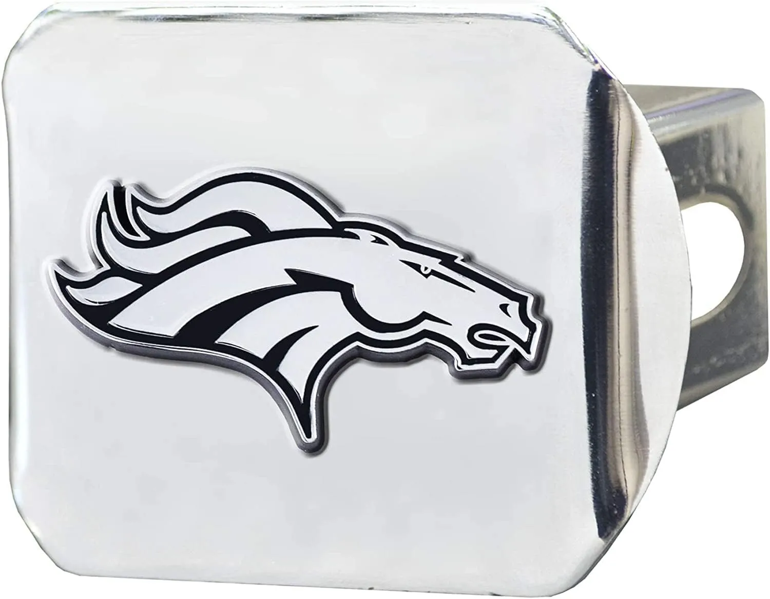 Denver Broncos NFL Metal Hitch Cover with 3D Colored Team Logo by FANMATS - Unique Round Molded Design – Easy Installation on Truck, SUV, Car - Ideal Gift for Die Hard Football Fan