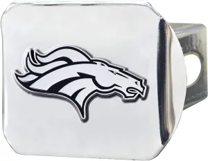 Denver Broncos NFL Metal Hitch Cover with 3D Colored Team Logo by FANMATS - Unique Round Molded Design – Easy Installation on Truck, SUV, Car - Ideal Gift for Die Hard Football Fan