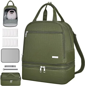 DERJUNSTAR Breast pump travel bag, Spectra Pump Backpack, Mini Pumping Bags with Pockets for Working Mom, Compatible with Spectra S1, S2, Green