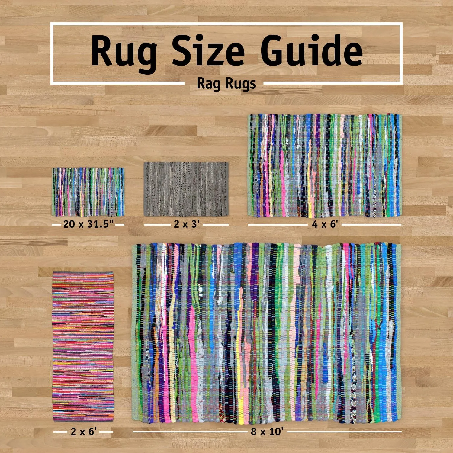 DII Chindi Home Collection Handwoven Multicolor Area Rag Rug, 20x31.5, Mint Green
