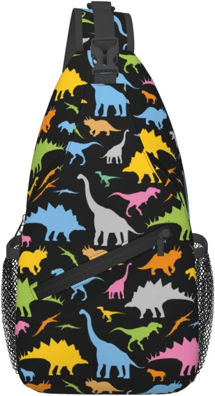 Dinosaur Sling Backpack Chest Bag Crossbody Shoulder Bag Gym Cycling Travel Hiking Daypack For Men Women