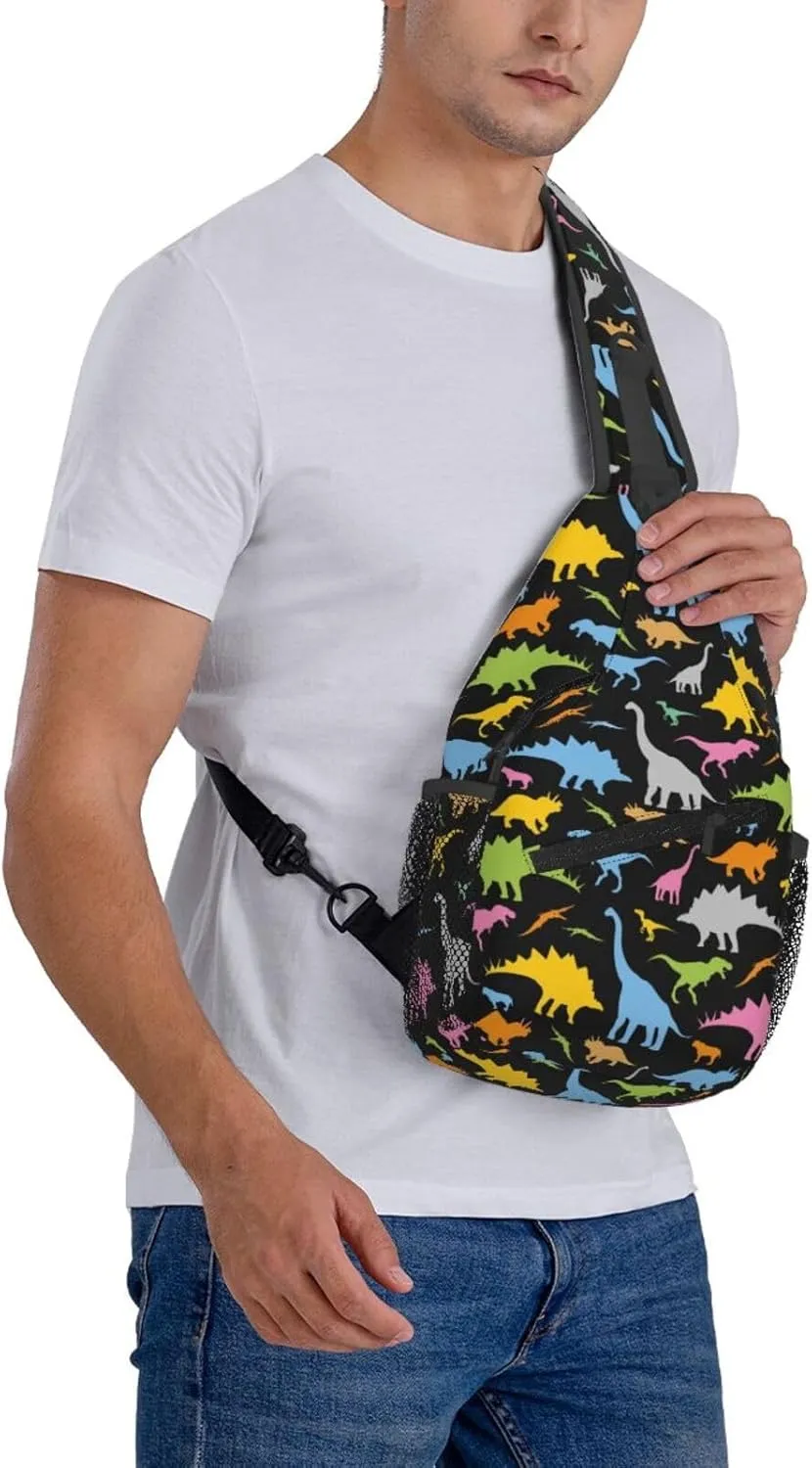 Dinosaur Sling Backpack Chest Bag Crossbody Shoulder Bag Gym Cycling Travel Hiking Daypack For Men Women