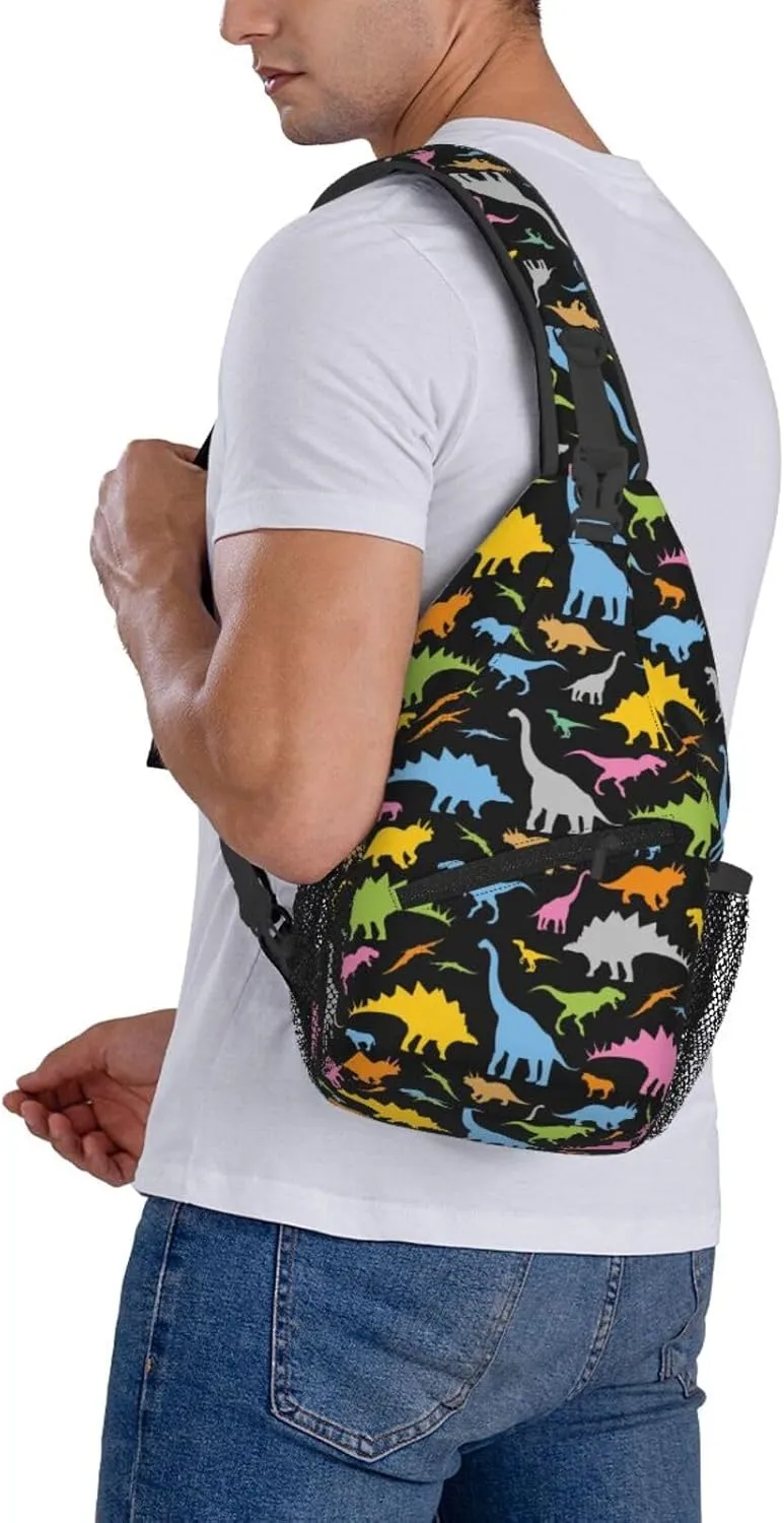 Dinosaur Sling Backpack Chest Bag Crossbody Shoulder Bag Gym Cycling Travel Hiking Daypack For Men Women