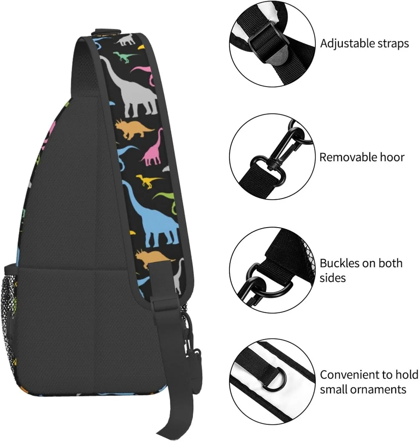 Dinosaur Sling Backpack Chest Bag Crossbody Shoulder Bag Gym Cycling Travel Hiking Daypack For Men Women