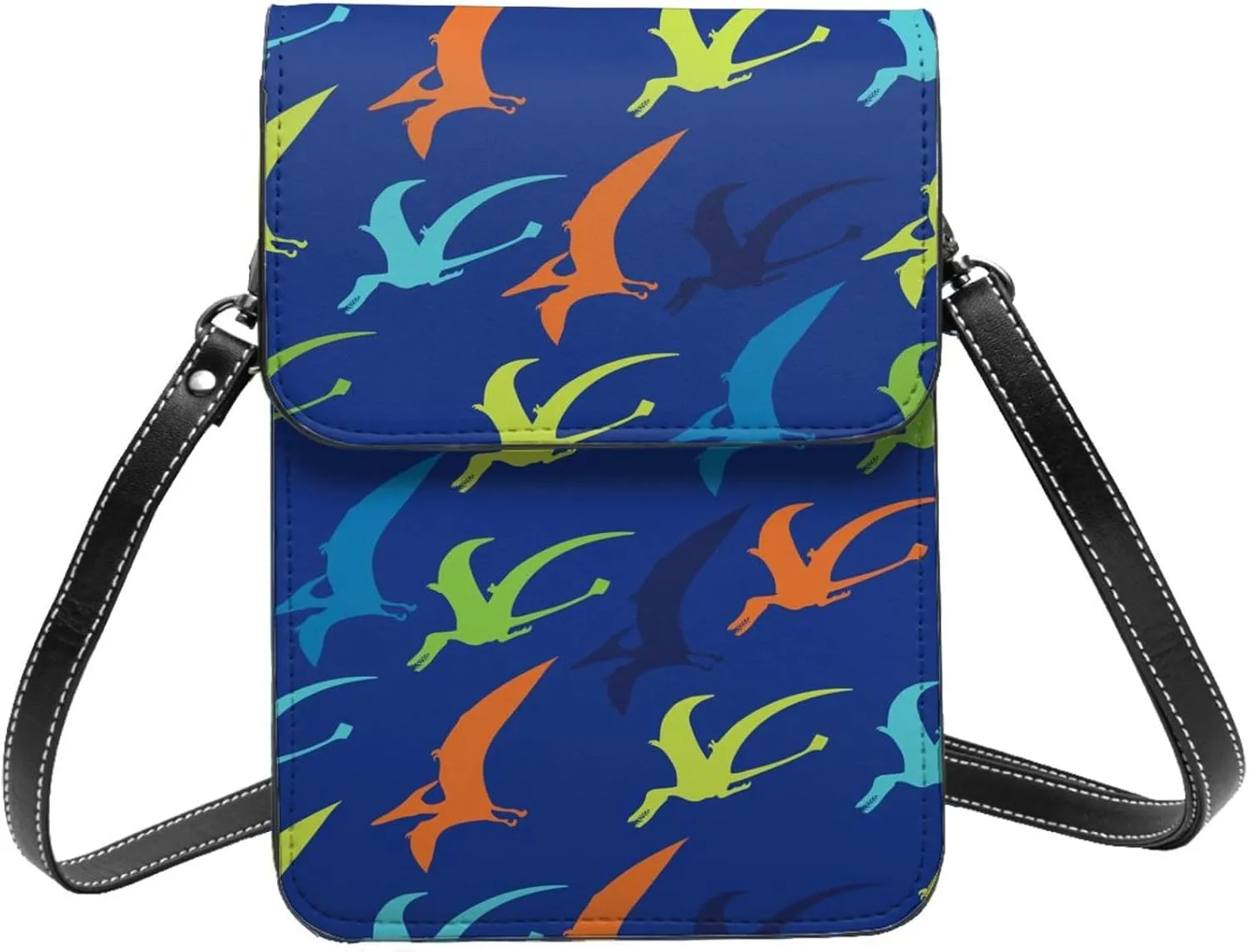 Dinosaurs pterosaur cute dino blue Crossbody Cell Phone Purse for Women Girls Leather Mini Cross Body Bags Small Shoulder Bags