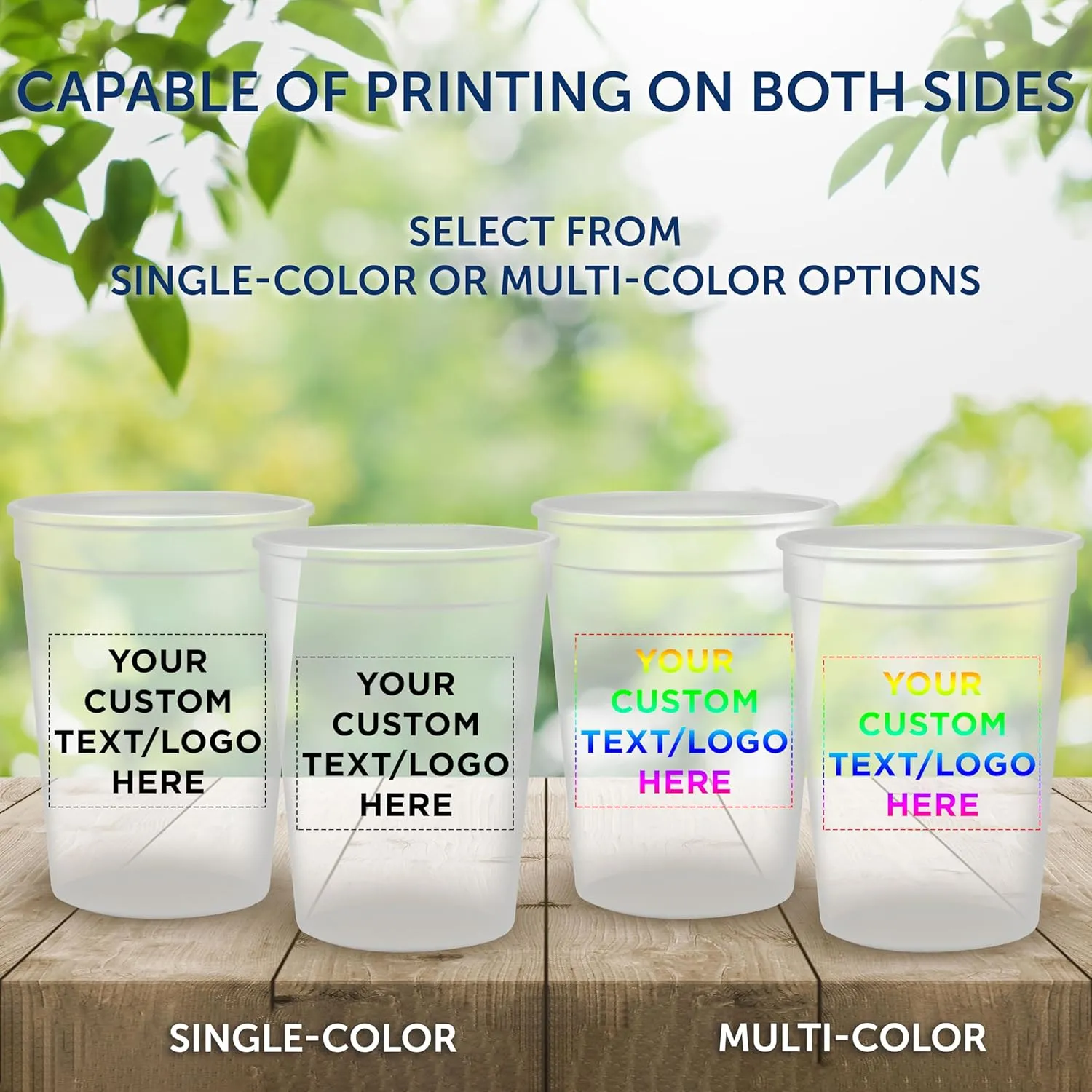 DISCOUNT PROMOS Custom 12 oz. Disposable Plastic Cups – Set of 10 – Personalized Bulk Party Cups with Logo – For Father’s Day, Weddings, Birthdays, Events – Clear