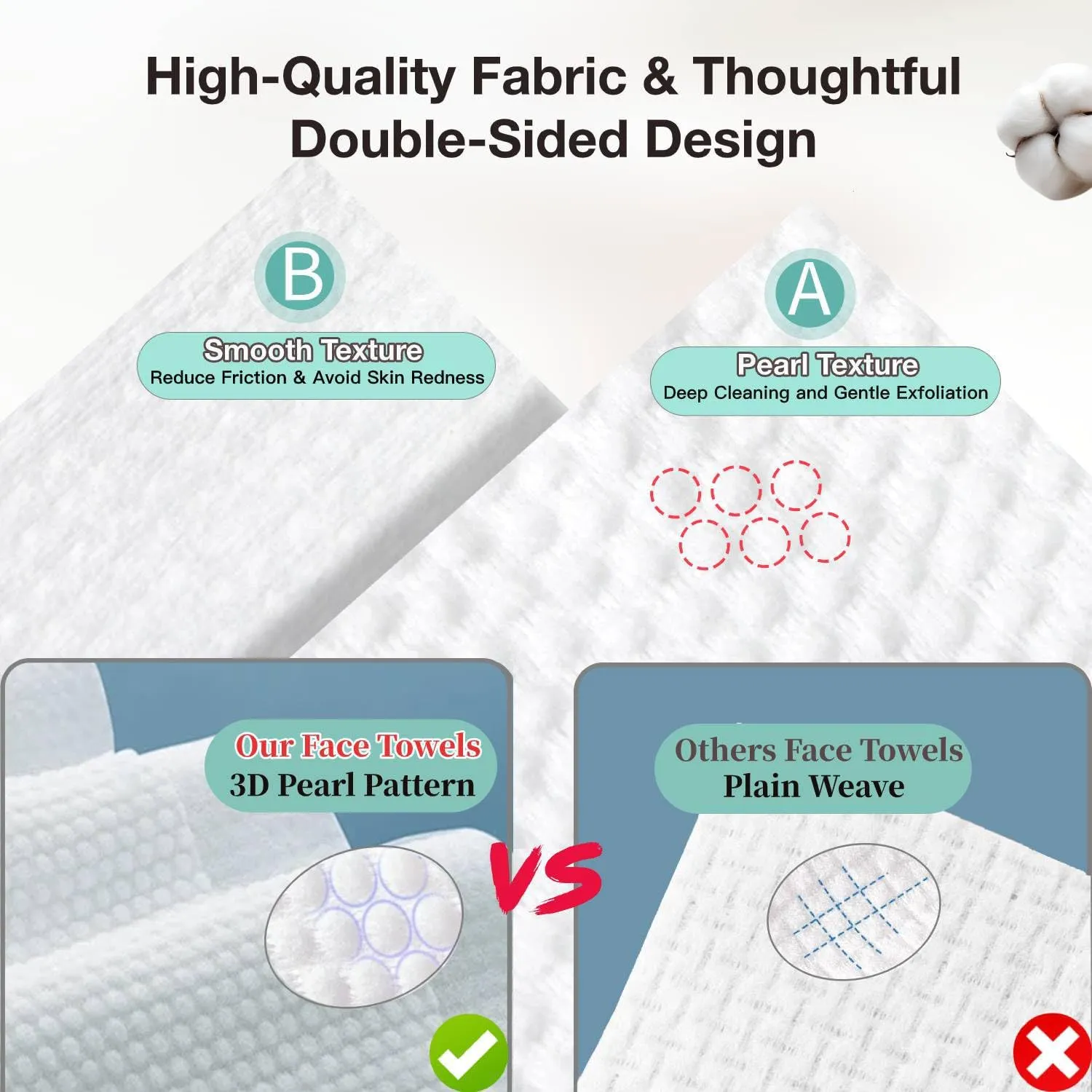 Disposable Face Towel 4 Boxes, 100% Pure Cotton, Soft & Skin Friendly Face Towelettes Disposable, Makeup Remover Dry Wipe for Women Cleansing, Facial Towels Disposable, Facial Wash Cloth Travel