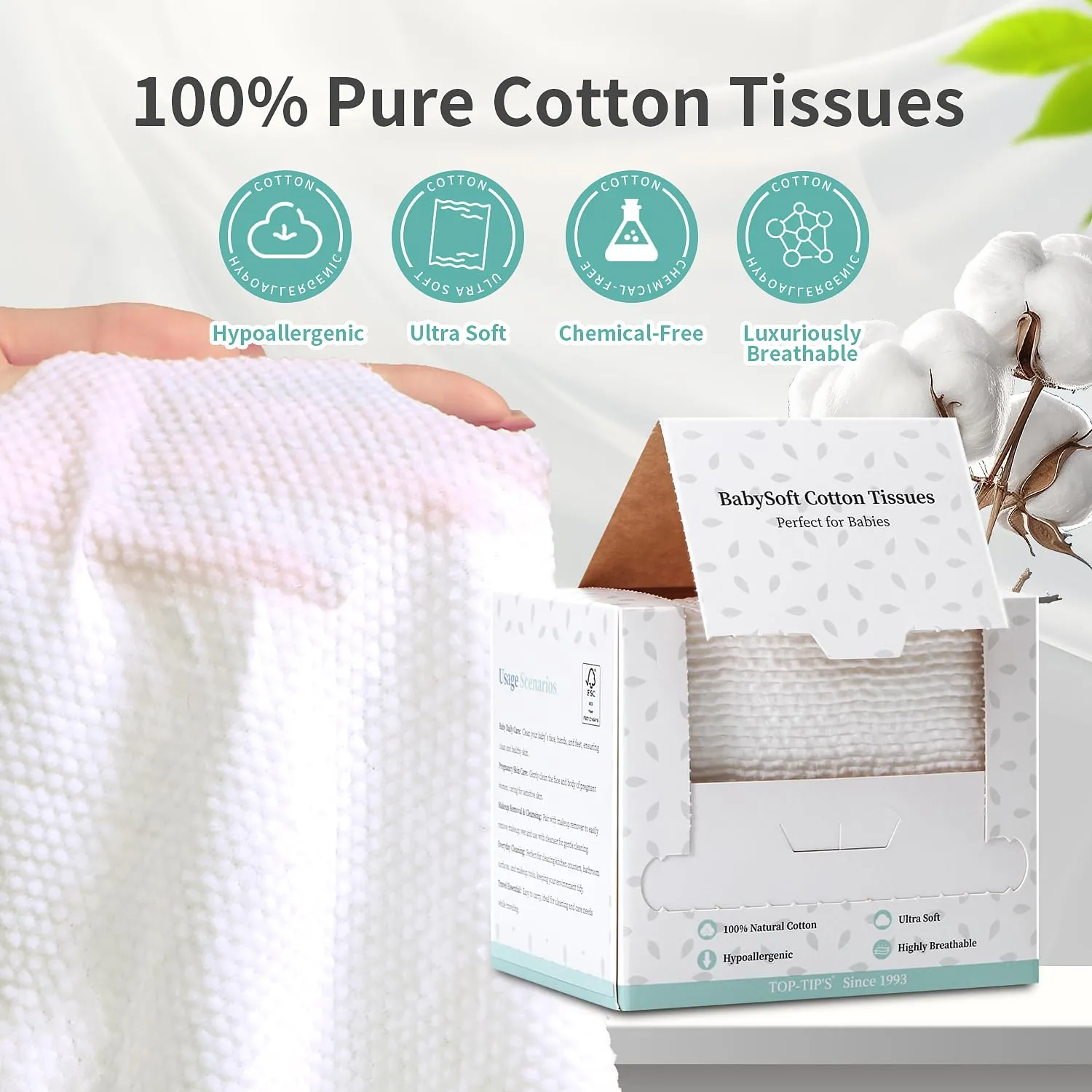 Disposable Face Towel 4 Boxes, 100% Pure Cotton, Soft & Skin Friendly Face Towelettes Disposable, Makeup Remover Dry Wipe for Women Cleansing, Facial Towels Disposable, Facial Wash Cloth Travel