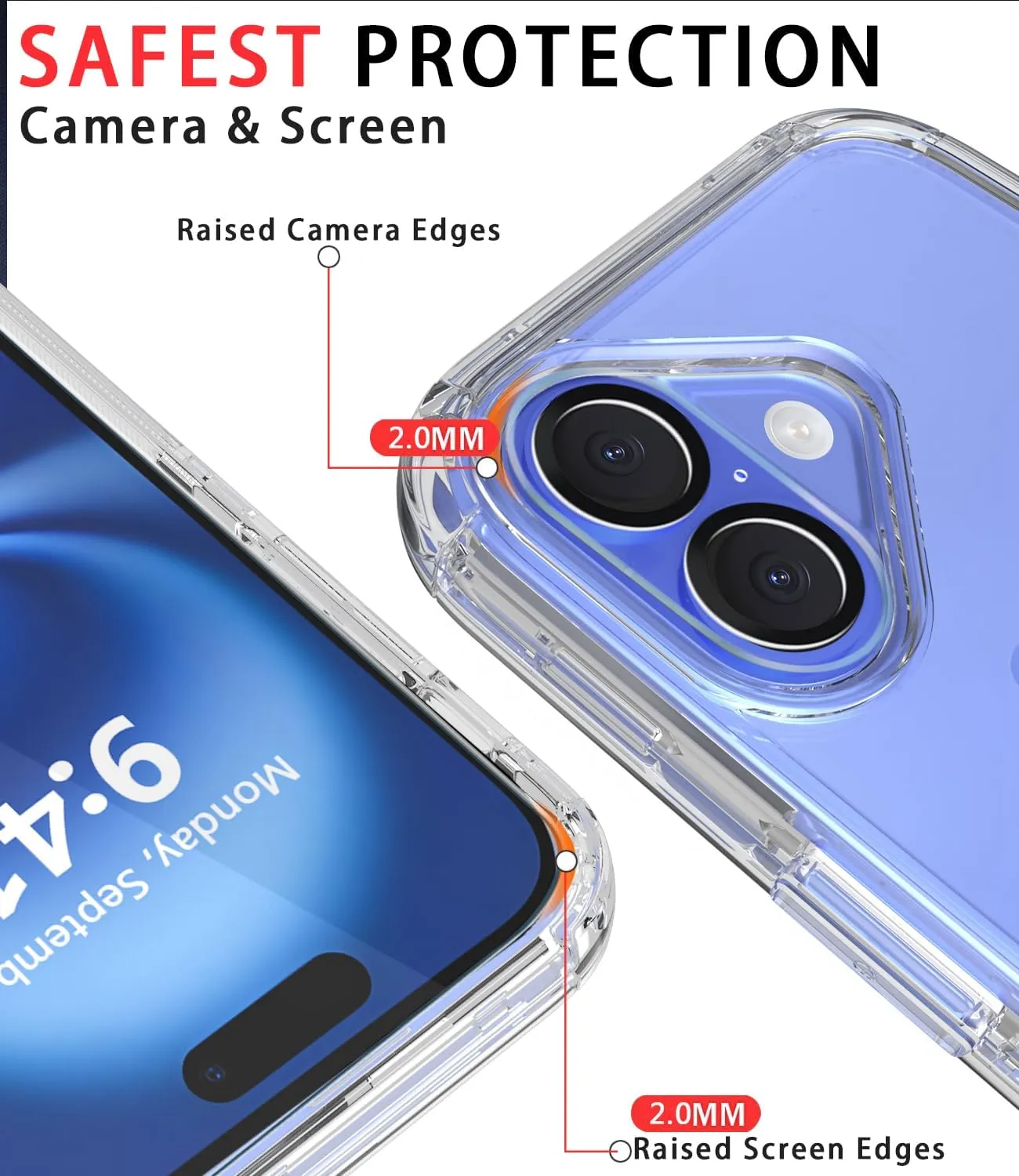 Diverbox for iPhone 16 Case [Shockproof] [Dropproof] [Tempered Glass Screen Protector   Camera Protectors] Heavy Duty Protection Phone Case Cover for Apple iPhone 16 (Clear)
