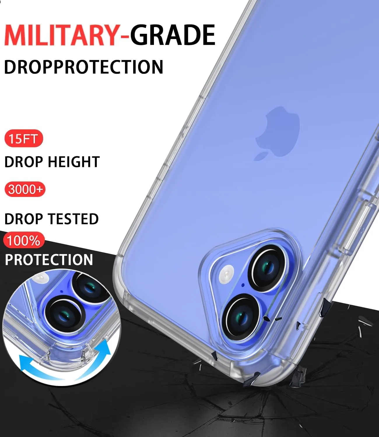 Diverbox for iPhone 16 Case [Shockproof] [Dropproof] [Tempered Glass Screen Protector   Camera Protectors] Heavy Duty Protection Phone Case Cover for Apple iPhone 16 (Clear)