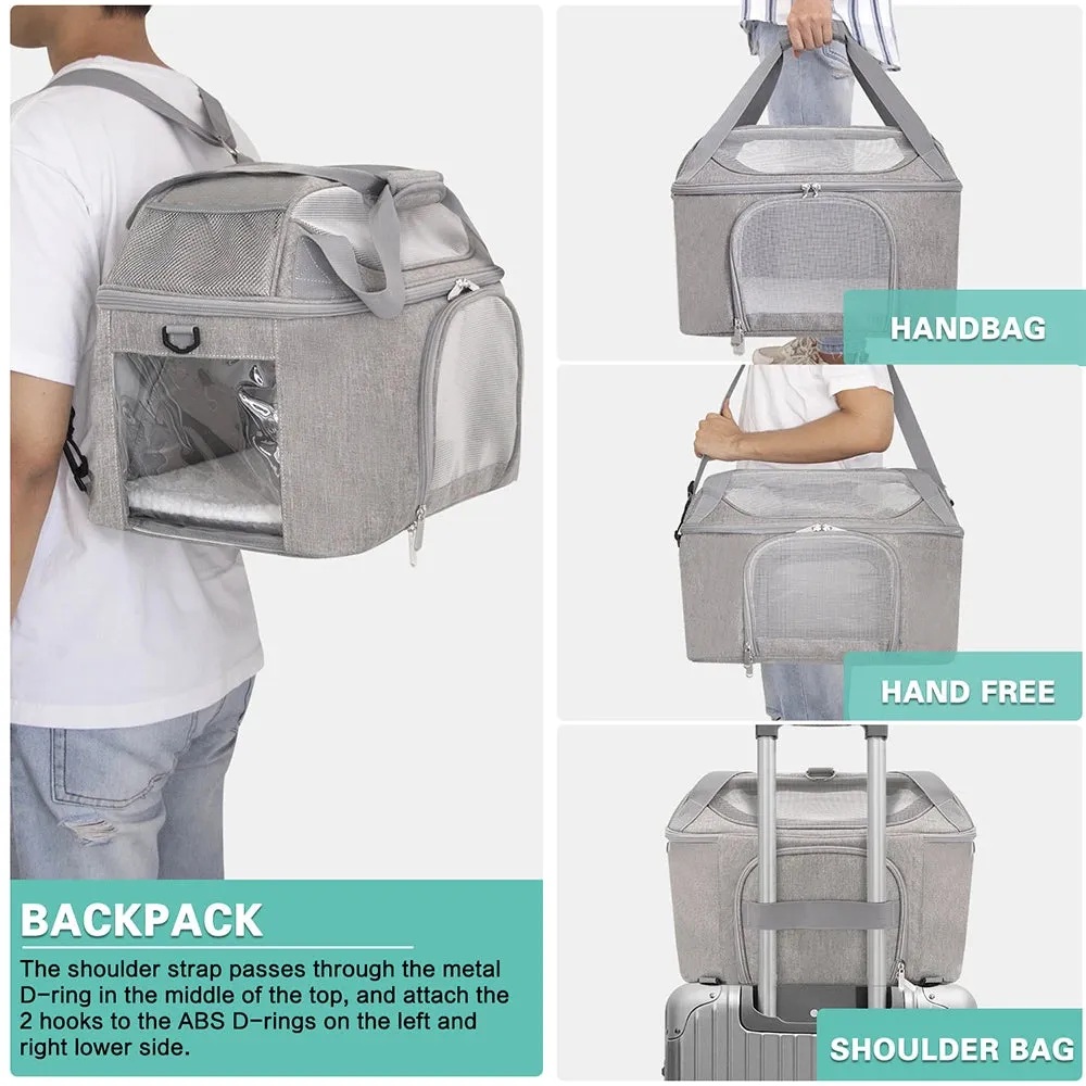 Dog Backpack Breathable Pet Portable Foldable Carrier Bag Travel Airline Approved Transport Bag For Small Dogs And Cats Outgoing